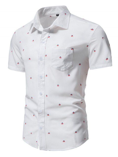 Casual Shirt Geometric Print Turn Down Collar Short Sleeve Summer Button Up Shirt