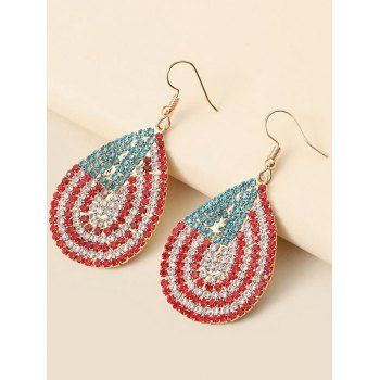 

Patriotic Drop Earrings American Flag Rhinestone Droplet-shaped Ethnic Earrings, Multicolor