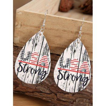

Patriotic Drop Earrings Letter Star Striped Print Trendy Earrings, White