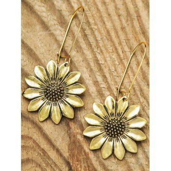 Fashion Women Sunflower Pattern Drop Earrings Flower Vintage Summer Earrings Jewelry Online Golden