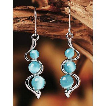 Fashion Women Bohemian Drop Earrings S Curved Blue Faux Opal Alloy Trendy Earrings Jewelry Online Silver