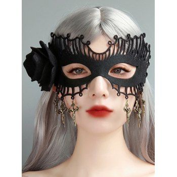 

Gothic Party Mask Rose Hollow Out Cross Halloween Trendy Hair Accessory, Black