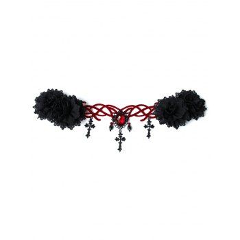 Gothic Headband Flower Gem Cross Hollow Out Halloween Trendy Hair Accessory