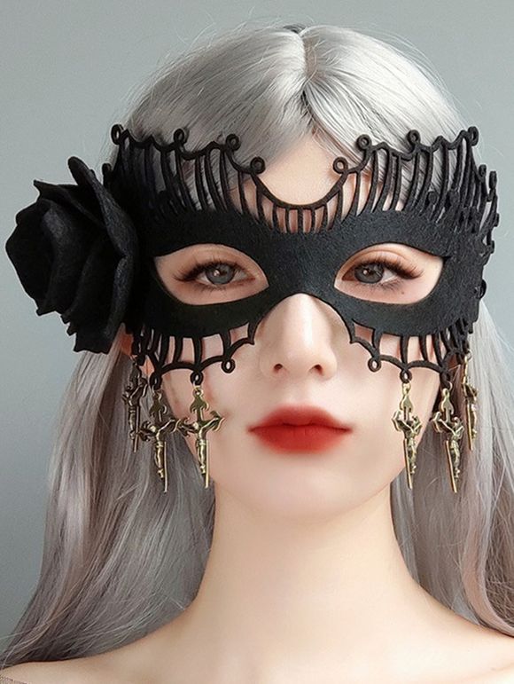 Masque Soirée D'Halloween Gothique Ajourée Rose - Noir 