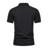 T-shirt D'Eté Décontracté en Blocs de Couleurs avec Demi-Bouton Manches Courtes à Col Relevé - Noir XXL
