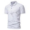 T-shirt D'Eté Décontracté Demi-Bouton Manches Courtes à Col Relevé - Blanc XXL