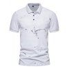 T-shirt D'Eté Décontracté Demi-Bouton Manches Courtes à Col Relevé - Blanc XL