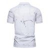 T-shirt D'Eté Décontracté Demi-Bouton Manches Courtes à Col Relevé - Blanc XL