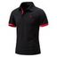 T-shirt d'Eté Décontracté en Blocs de Couleurs Cocotier Brodé Manches Courtes à Col Relevé - Noir XL