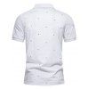 T-shirt D'Eté Décontracté Géométrique Imprimé avec Demi-Bouton Manches Courtes à Col Relevé - Blanc XXL