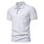 T-shirt D'Eté Décontracté Géométrique Imprimé avec Demi-Bouton Manches Courtes à Col Relevé - Blanc S