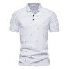T-shirt D'Eté Décontracté Géométrique Imprimé avec Demi-Bouton Manches Courtes à Col Relevé - Blanc M