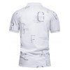 T-shirt D'Eté Décontracté à Imprimé Lettre avec Demi-Bouton Manches Courtes à Col Relevé - Blanc L