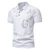 T-shirt D'Eté Décontracté à Imprimé Lettre avec Demi-Bouton Manches Courtes à Col Relevé - Blanc M