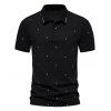 T-shirt D'Eté Décontracté Géométrique Imprimé avec Demi-Bouton Manches Courtes à Col Relevé - Noir XL
