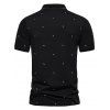 T-shirt D'Eté Décontracté Géométrique Imprimé avec Demi-Bouton Manches Courtes à Col Relevé - Noir XXL