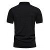 T-shirt Décontracté en Blocs de Couleurs Manches Courtes à Col Relevé avec Demi-Bouton - Noir XL