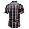 Vintage Button Up Shirt Plaid Print Short Sleeve Turn Down Collar Summer Casual Shirt - BLACK XXL