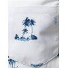 Casual Button Up Shirt Coconut Tree Print Front Pocket Short Sleeve Turn Down Collar Summer Shirt - WHITE M
