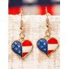 Patriotic Drop Earrings Star Striped American Flag Print Heart-shaped Trendy Ethnic Earrings - multicolor 