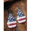 Vintage Drop Earrings Droplet-shaped Star Striped American Flag Print Patriotic Wooden Earrings - multicolor 