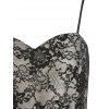 Back Zipper Cami Flower Lace High Waist Mini Party Dress and Short Sleeve Open Front Bowknot Sheer Mesh Crop Cover Up Elegant Outfit - BLACK S