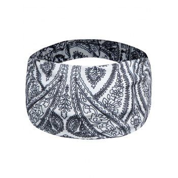 

Bohemian Headband Paisley Floral Print Sporty Yoga Summer Trendy Wide Headband, White