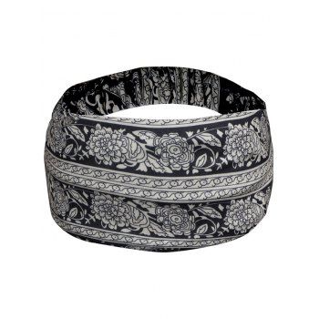 

Bohemian Headband Paisley Floral Print Sporty Yoga Summer Trendy Wide Headband, Gray