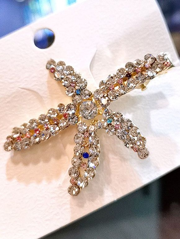 Accessoire pour Cheveux avec Clip en Forme D'Etoile de Mer Ornée de Strass et de Perles Fantaisies - Argent 
