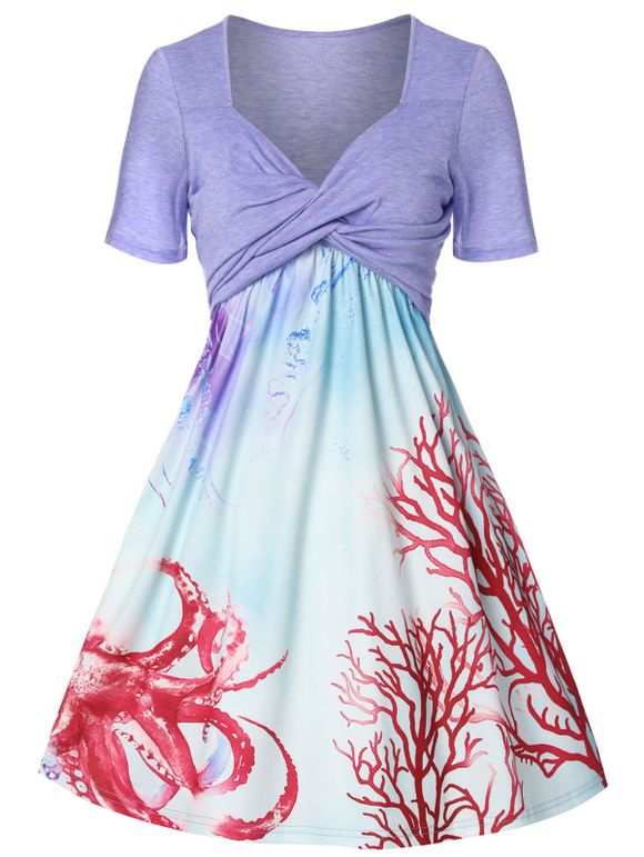 Marine Life Twist 2 in 1 Mini Dress - multicolor XXL