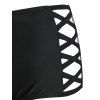 Plus Size Swimsuit Gothic Printed Two Piece Tankini Swimwear Set Flounce Tummy Control Bathing Suit - BLACK L