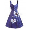 Mini Robe Teintée à Imprimé Fleur à Lacets à Volants - Bleu clair S