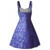 Flower Print Lace Up Tie Dye Ruched Mini Dress - LIGHT BLUE M