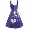 Mini Robe Teintée à Imprimé Fleur à Lacets à Volants - Bleu clair XL