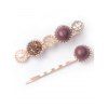 2 Pièces Pinces à Cheveux Elégante Forme Géométrique en Fausse Perle avec Strass - Violet clair 