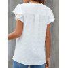 T-shirt D'Eté Décontracté en Couleur Unie à Pois à Manches Bouffantes - Blanc M