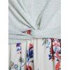 Robe D'Eté de Vacances Mi-Longue Découpée Tordue à Imprimé Fleur en Blocs de Couleurs à Taille Haute - Jaune clair L