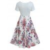 Vacation Midi Dress Colorblock Twisted Cut Out Flower Print High Waist A Line Summer Casual Dress - LIGHT YELLOW L