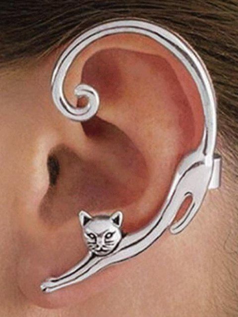 Single Cute Cat Pattern Solid Color Trendy Alloy Ear Cuff