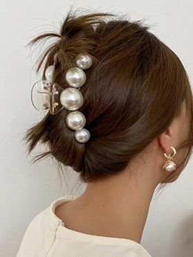 Pince Accessoire de Cheveux Vintage avec Fausse Perle