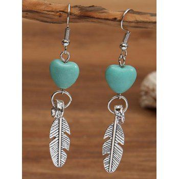 

Bohemian Drop Earrings Faux Turquoise Heart Feather Geometric Trendy Earrings, White