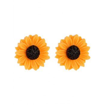 Vacation Leaf Sunflower Pattern Fresh Style Necklace and Stud Earrings Summer Set
