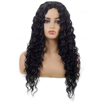 

Curly Long Wig Solid Color None Bang Elegant Heat Resistance Synthetic Hair, Black