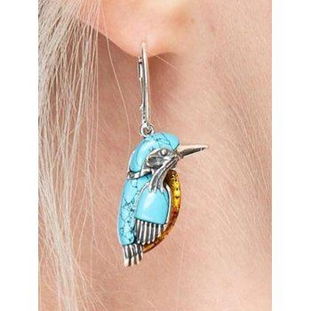 

Vintage Drop Earrings Bird Pattern Faux Turquoise Natural Style Trendy Earrings, Green