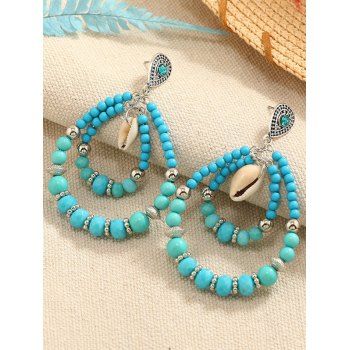 

Bohemian Earrings Shell Beading Waterdrop Layered Drop Earrings, Green