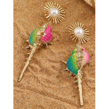 

Artificial Pearl Colorful Shell Shape Bohemian Beach Earrings, Multicolor