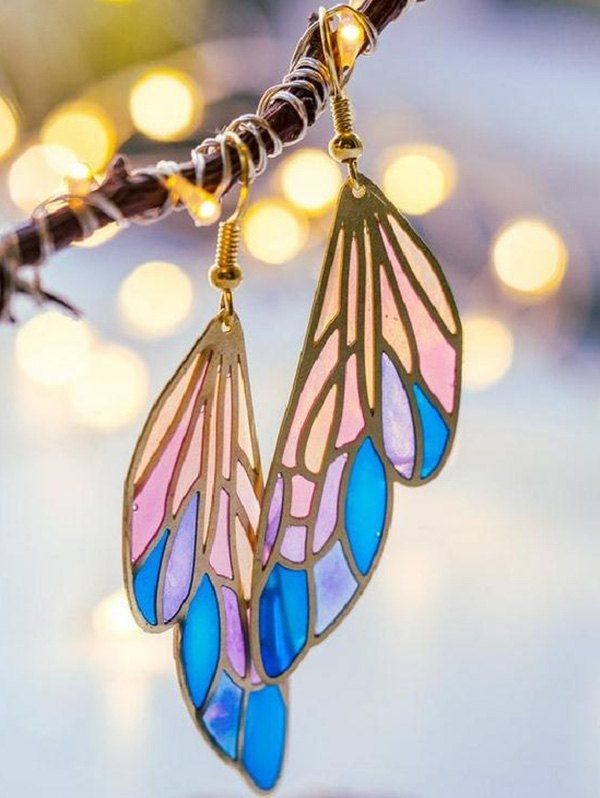 Boucles D'Oreilles Pendantes Bohémiennes de Vacances Elégante Ailes de Papillon Colorées - multicolor 