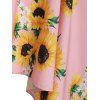 Sunflower Zig Zag Print Criss Cross High Waist Tummy Control Tankini Swimwear and Floral Print Asymmetrical Empire Waist Ruched Cami Dress Summer Beach Outfit - multicolor S