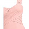 Ensemble d'été avec Maillot de Bain Tankini Croisé Evasé Noué à Imprimé Fleuri en Couleur Unie - multicolor S