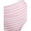 Pure Color Crossover Flare Mini Dress And Floral Stripe Print Knot Crisscross Tankini Swimsuit Summer Outfit - multicolor S